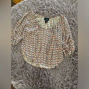 Cynthia Rowley Orange and Black Patterned Blouse